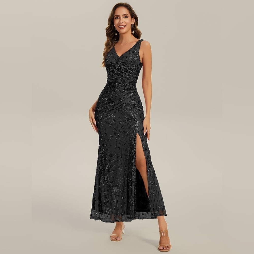 🆕Knotted Sequin Sleeveless Bodycon Formal Evening Dress
